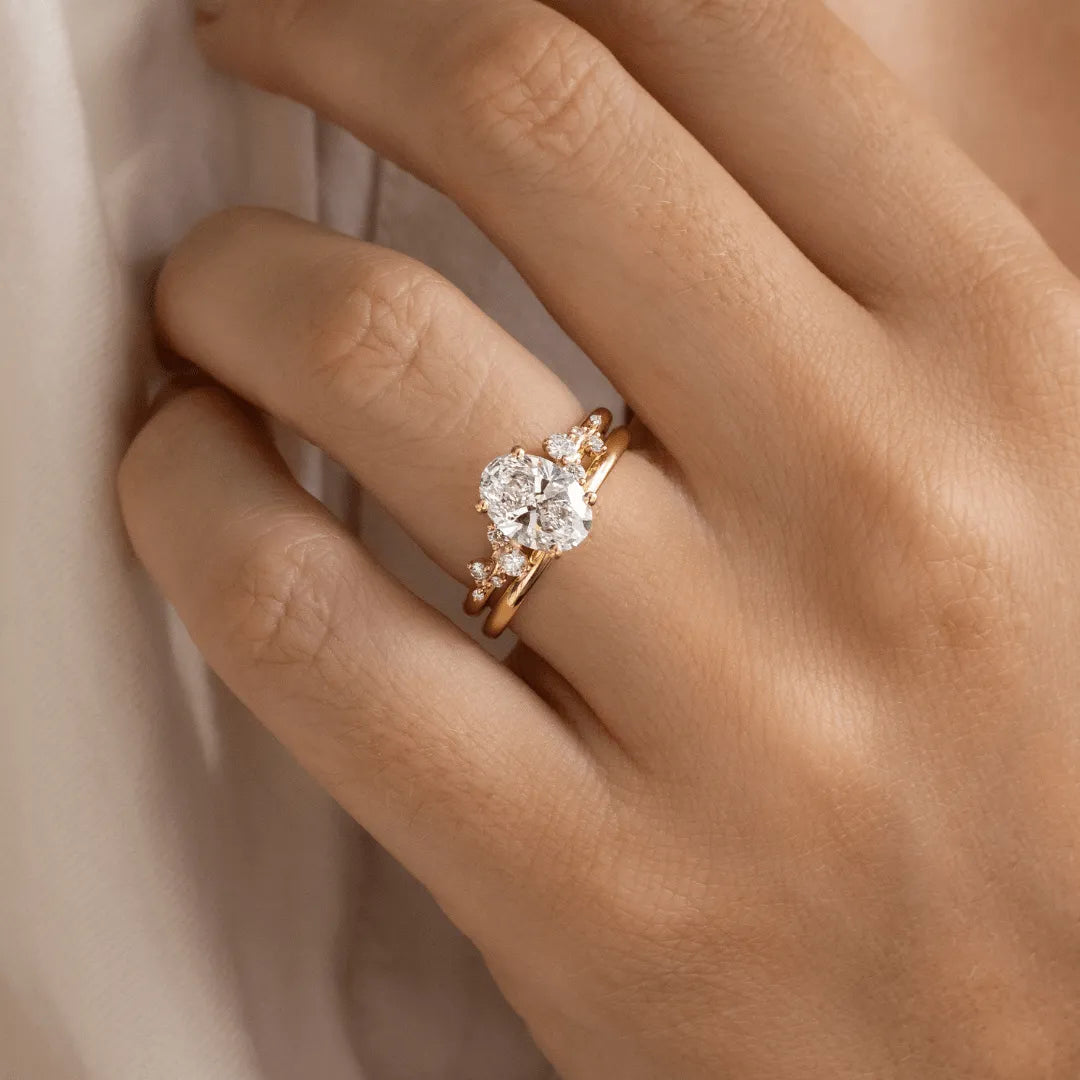 Oval Diamond Cluster Engagement Ring