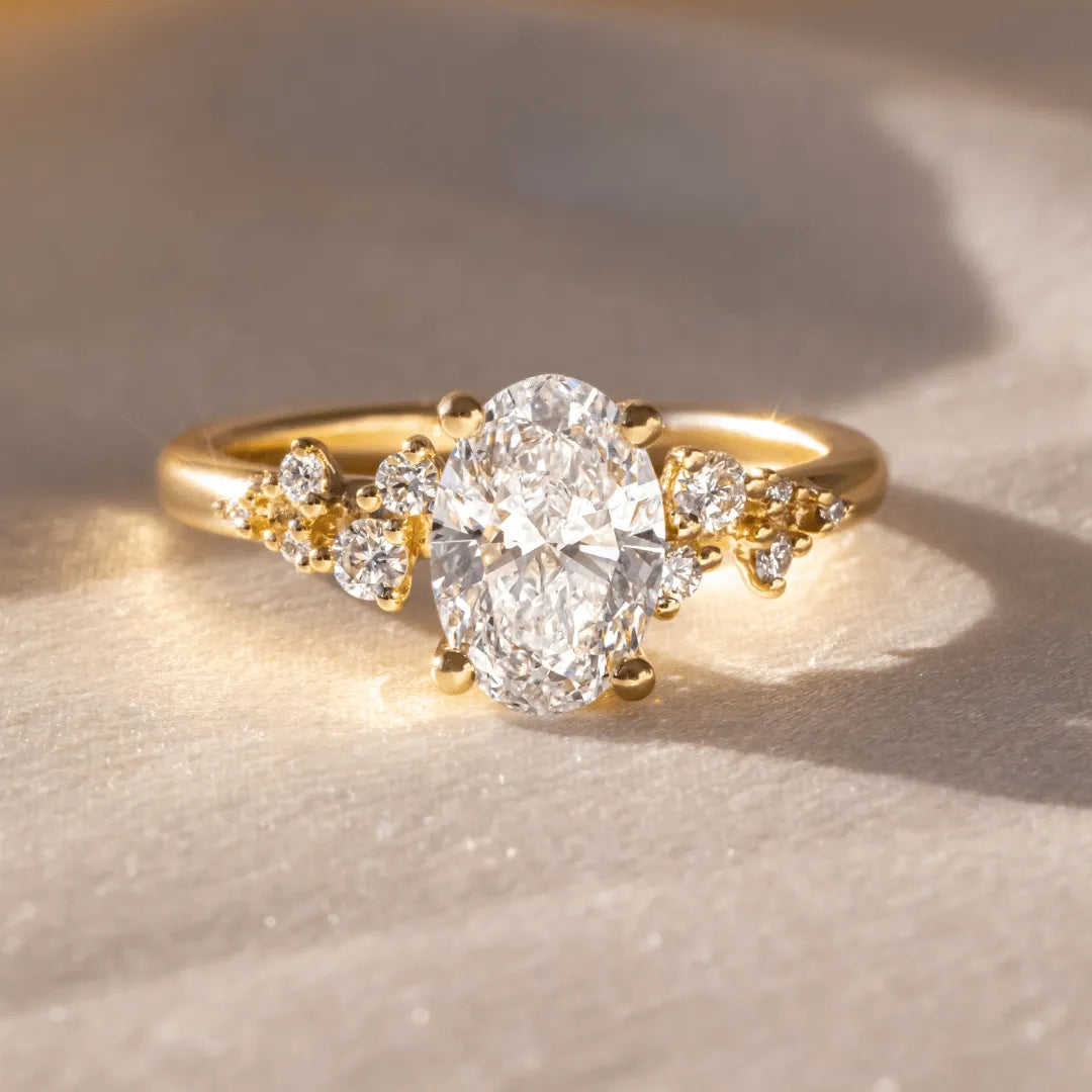 Oval Diamond Cluster Engagement Ring