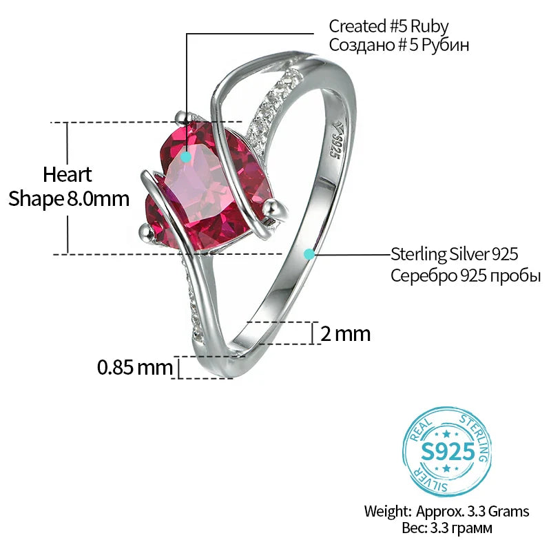 VVS1 D Color Heart Shape Ruby Promise Ring – 2.5 Carats