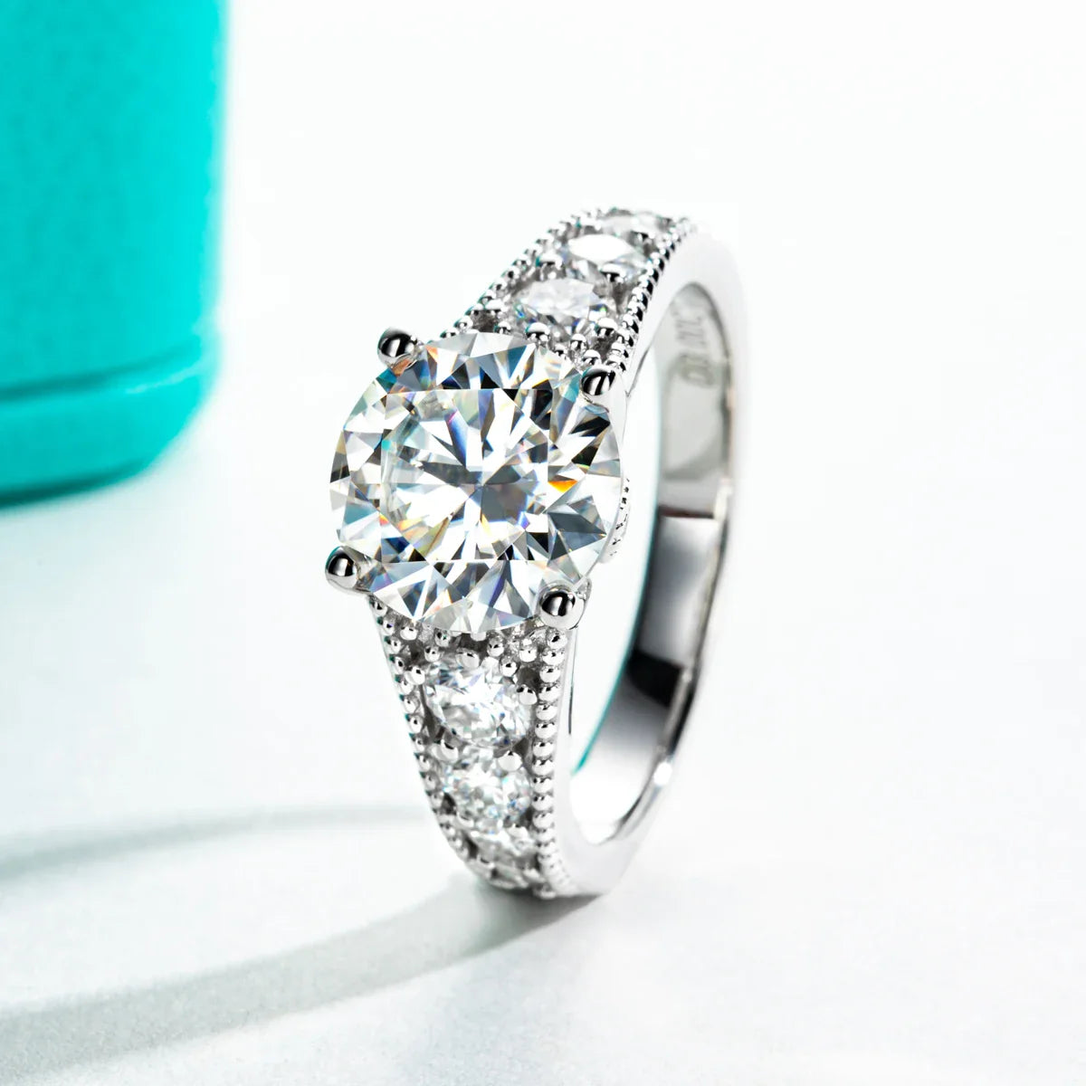 3 CT Round Cut Moissanite Engagement Ring