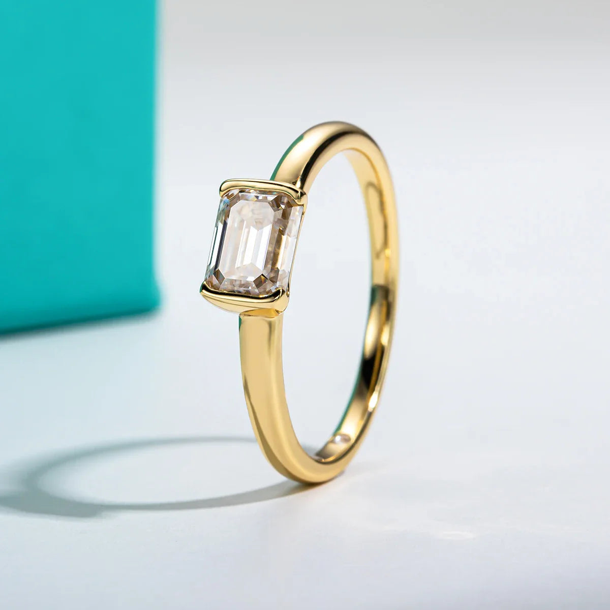 1 CT Emerald Cut D Color Moissanite Band