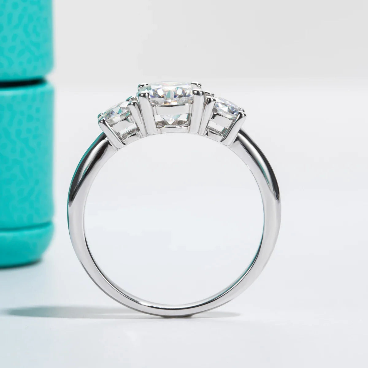 1.6 CTTW 3 Stone Moissanite Engagement Ring