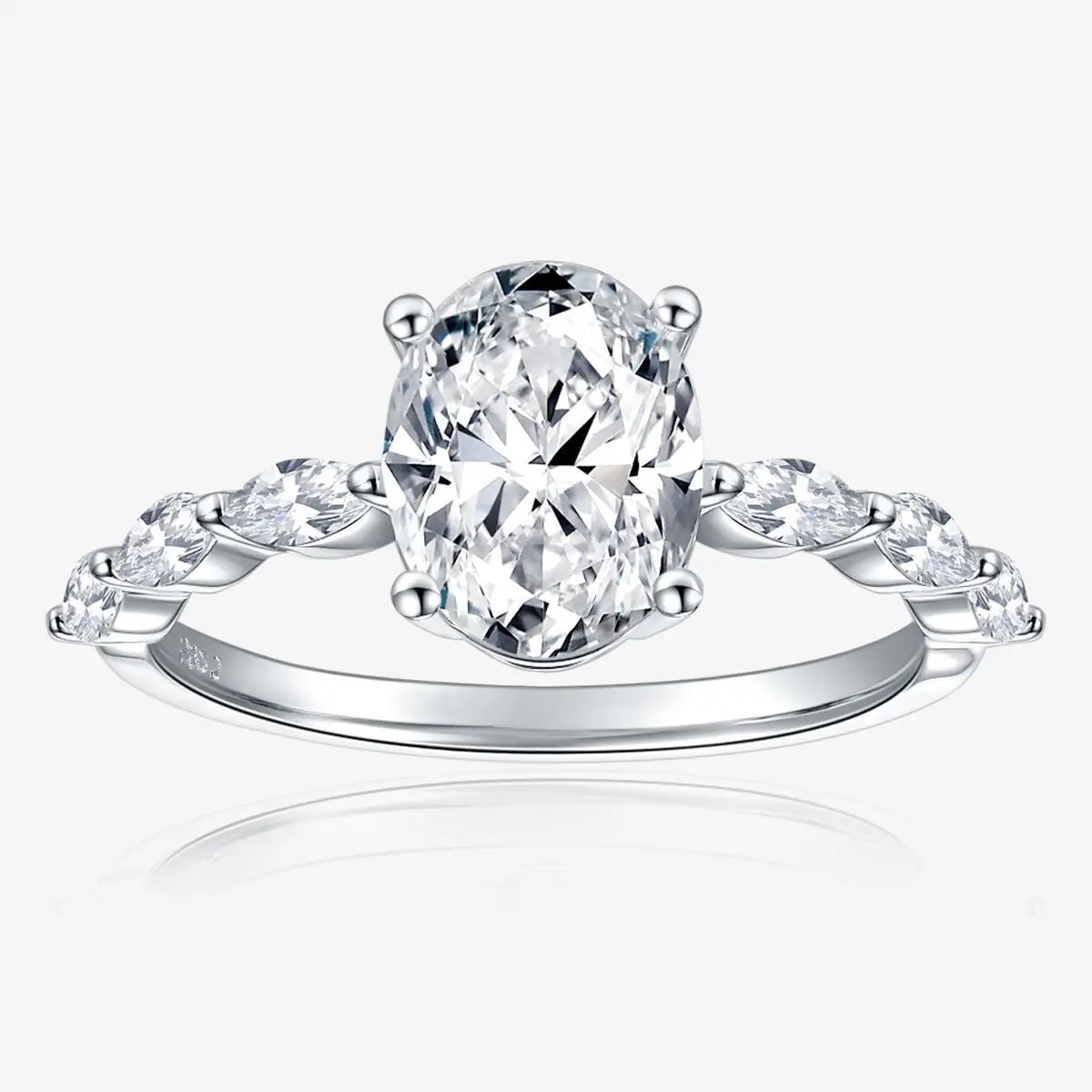 2CT Oval Cut Moissanite Engagement Ring | 18K Gold Plated