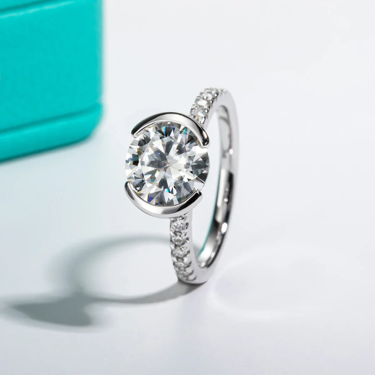 3CT D Color Moissanite Engagement Ring