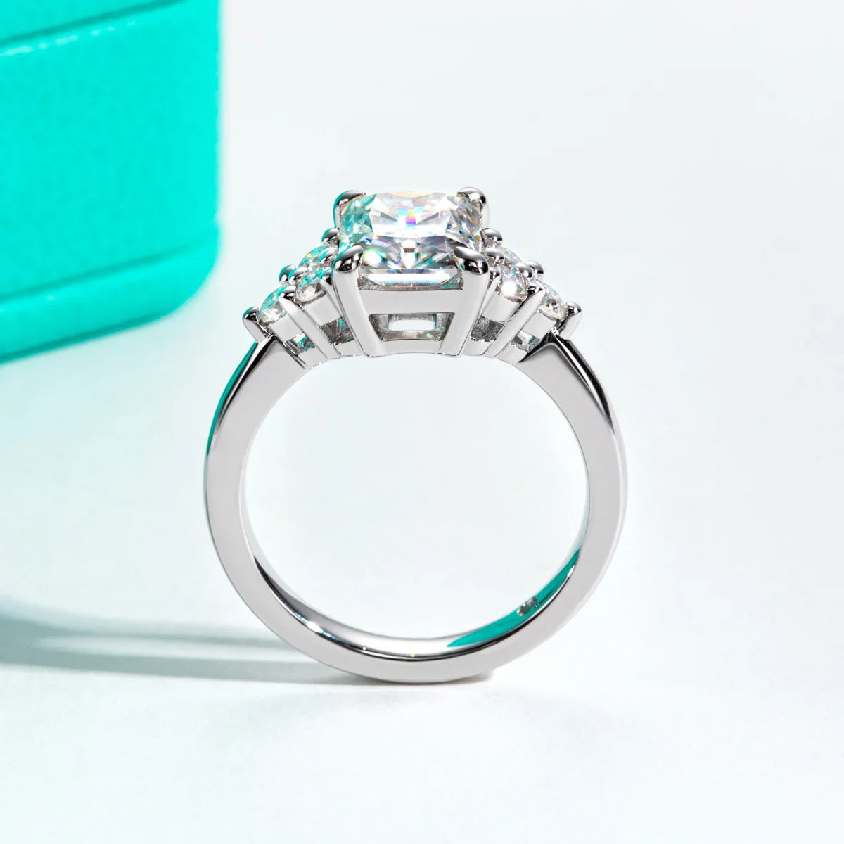 3CT Radiant Cut D Color Moissanite Engagement Ring