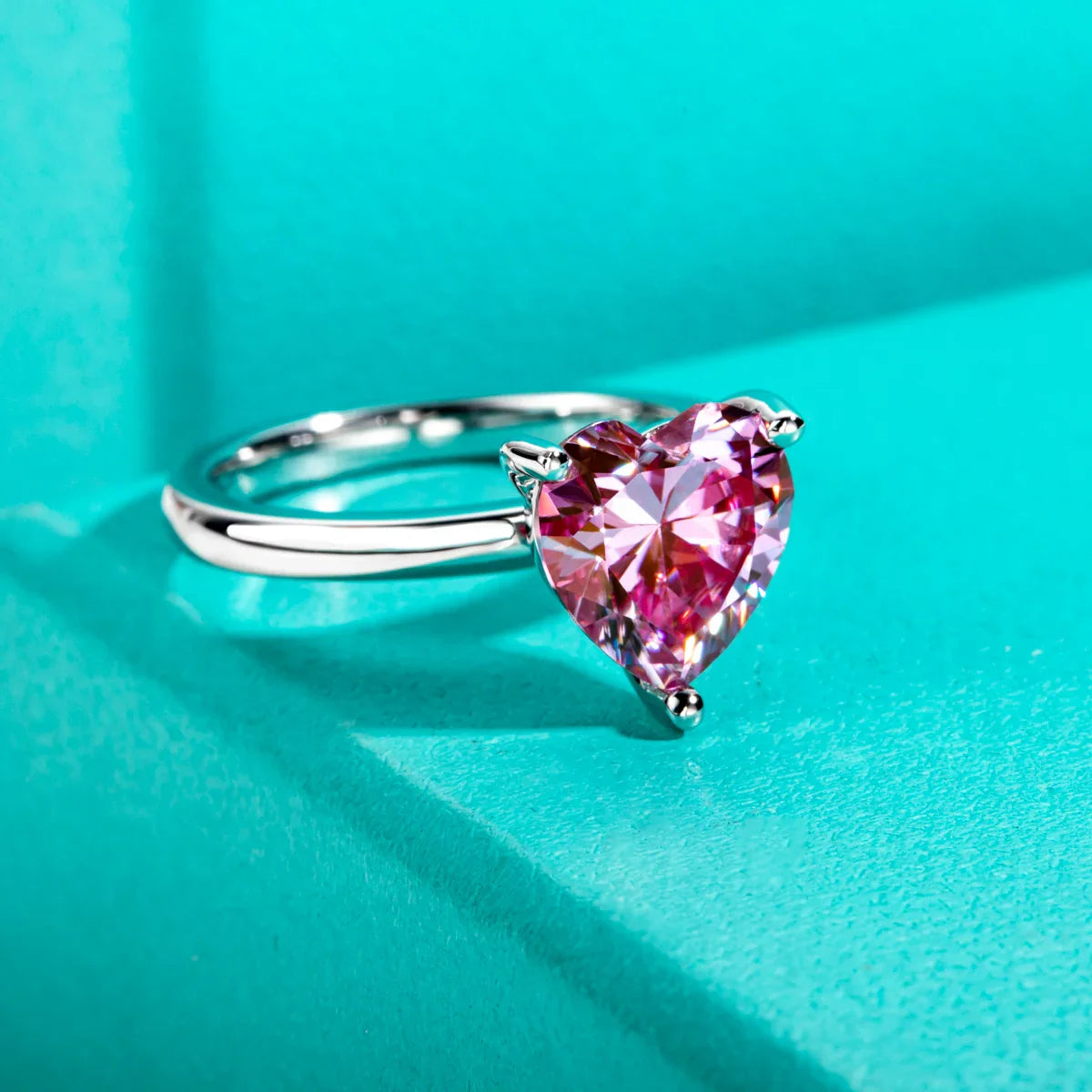 3CT Heart Cut Sakura Pink Moissanite Engagement Ring