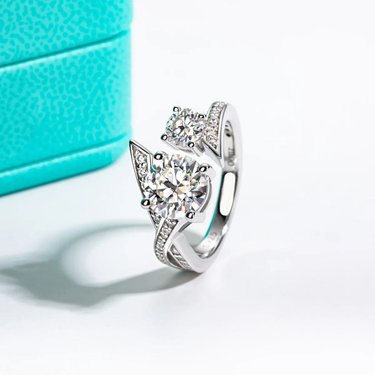 2 CT Moissanite Engagement Adjustable Ring
